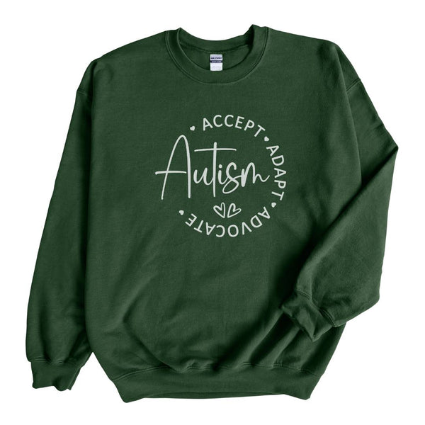 Autism Accept Adapt Advocate White Pullover